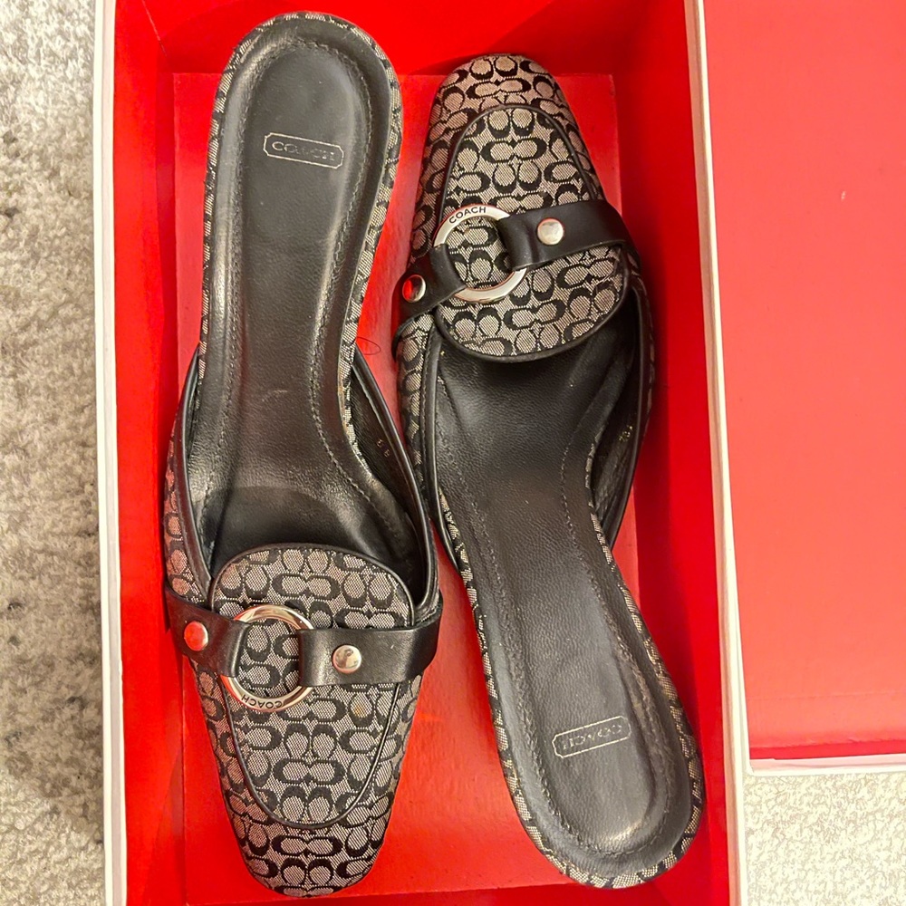Coach Black Mules